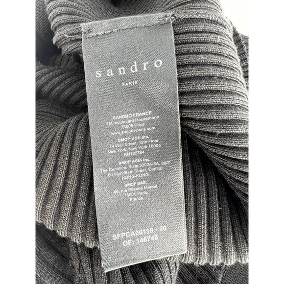 Sandro Black Ribbed Button Front Gabrielle Knit Cardigan - Picture 12 of 12